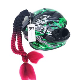 HHongJM Helmet Pigtail Motorcycle Helmet Ponytail Bicycle Helmet Braids Hair Tails Used for Any Helmets/Reusable Design 24Inch 2pcs Together (Helmet Not Included)