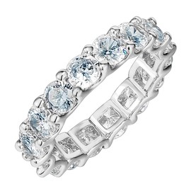 PAVOI 14K White Gold Plated Rings Cubic Zirconia Love Ring | 4mm Stackable Rings for Women | White Gold Rings for Women Size 9