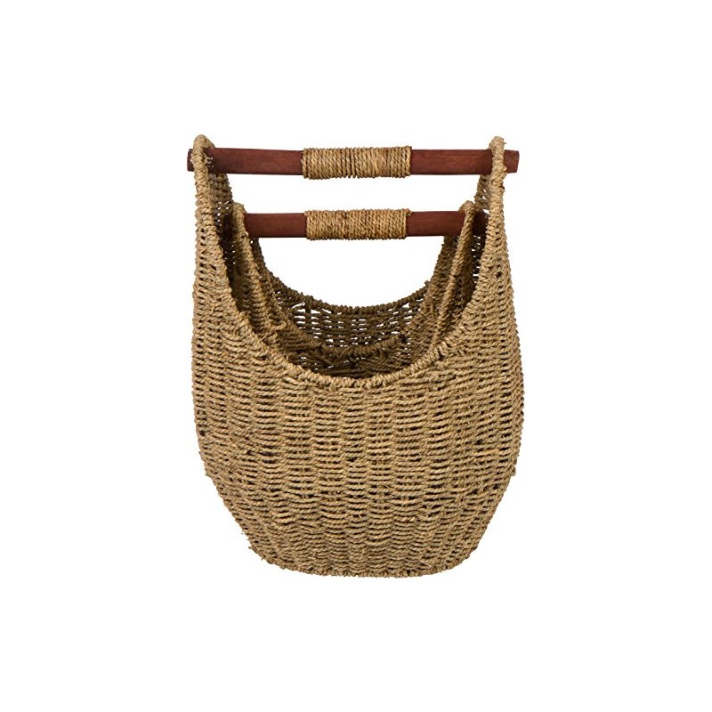 Trademark Innovations 12.2" & 9.4" Seagrass Baskets with Wooden Handles