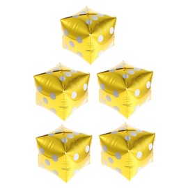 CAXUSD 5pcs Cube Balloons Aluminum Foil Shaped Theme Party Decorations for Adults Game Night Party Accessories Gold