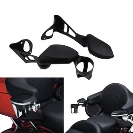 Passenger Armrests Adjustable Rear Armrest with Cup Holder Drink Holder Fit for Harley Touring Electra Glides Road Glide Ultra Tri Glide 2014-2023 (Color:Black)