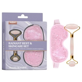Cooling Beads Eye Mask & Rose Quartz Facial Roller Skincare Set