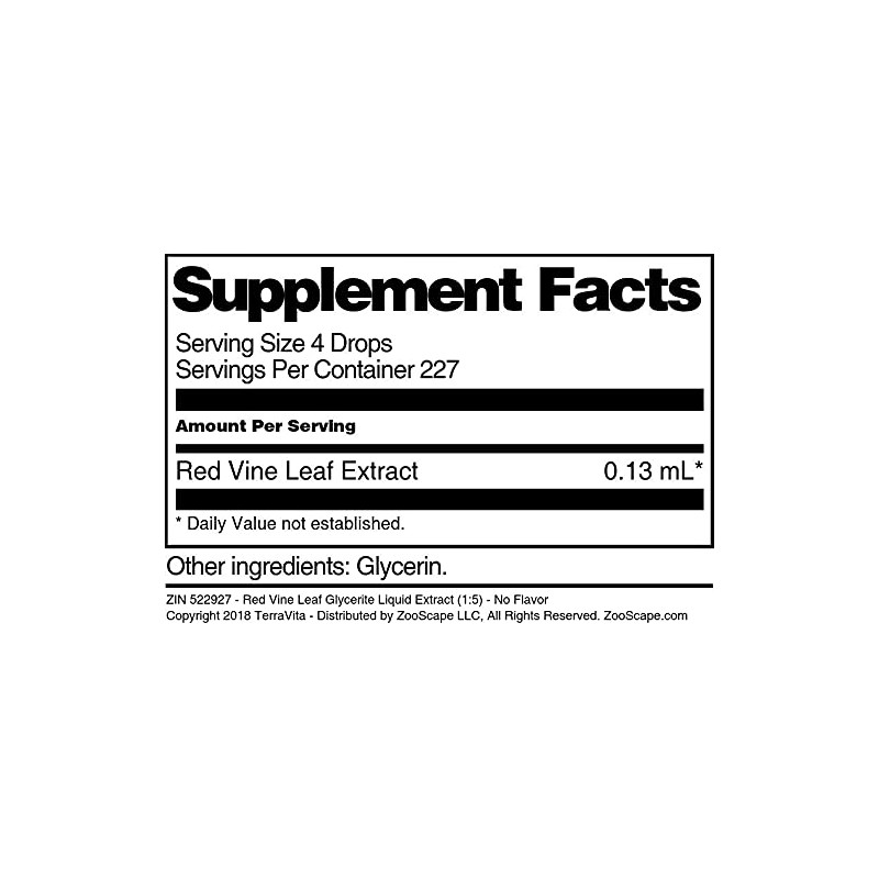 Red Vine Leaf Glycerite Liquid Extract (1:5) - No Flavor
