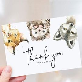 Bliss Collections Thank You Cards with Envelopes - 25 Tented 4x6 Woodland Animal Cards on Heavyweight Uncoated Card Stock for Baby Showers and Birthday Parties - Made in The USA