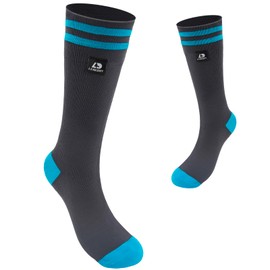 LEAKDRY Waterproof Socks,Thermal Mid Calf,Long Socks,Lighteweight & Breathable (US, Alpha, Medium, Regular, Regular, Black/Blue)
