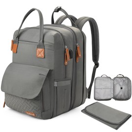 Bakeling 16 in 1 Baby Diaper Bag Backpack, Multifunctional Travel Twin Diaper Bag Backpack with Portable Changing Pad and USB Charging Port- Ideal for Baby Gift (Large 35L Capacity/2X Space) Gray