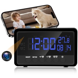 SULUWU Small Camera, Clock-type, Security Camera, Smartphone Operation, Long Time Recording, Ultra Small Camera, Wifi, Small Camera, Motion Detection, Real-Time Remote Monitoring Camera, Cat / Dog,