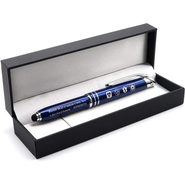 Medical Inspirational Gift Pen with Quote - Wherever the Art of Medicine is Loved, There is Also a Love of Humanity. - 3-in-1 Multi-function Stylus Pen Light - Gift for Doctor Nurse Medical Assistant