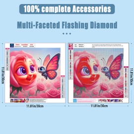 KICHANG KICHANG Pink Roses Butterfly Diamond Art Kits for Adults,5D Diamond Painting Diamond Art Kits,with Round Full Drill Diamond Dots Crafts for Wall Decor&Gift-12x12in