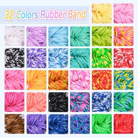 JHWELRG 2500+ Loom Bands Set, 32 Colours Colourful Rubber Bands Kit, DIY Rubber Bands for Bracelets Crafts with Beads Hooks Charms Storage Box for Children Boys Girls Gifts