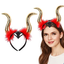 RUSTAMM Gothic Ox Horn Hoop Black Gold Sheep Horns Headpiece Hair Accessory Festivals party prop Decorative Headband Dress Up Hair Accessories