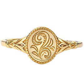 Jude Jewelers Stainless Steel Leaf Flower Signet Style Wedding Statement Promise Anniversary Engagement Ring (Gold, 11)