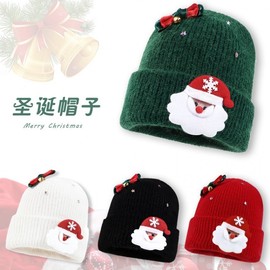 Cross-Border Baby Christmas Rabbit Fur Knit Hat One Size/Black 4ea