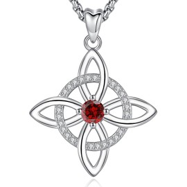 CELESTIA Nudo de Bruja Plata 925 Original Witches Knot Necklaces for Women Cubic Zirconia Jewelry - 20''+2'' Extender Box Chain, Sterling Silver, Cubic Zirconia