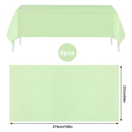 DIYJEP 6 Pack Sage Green Disposable Table Cloth, 137x274cm Plastic Tablecloth, Rectangle Large Party Tablecloths, Plastic Table Cover for Picnic Baby Shower Wedding Birthday Christmas Decorations