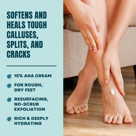 AmLactin Foot Repair Cream - Therapeutic Foot Cream for Dry Cracked Heels and Feet - Callus Softener - No-Scrub Exfoliator and Moisturizer with 15% Lactic Acid AHA - 3 oz (Packaging May Vary)