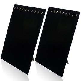 H&S 2X Necklace Chain Stand Velvet Jewellery Holder Shop Display Bust Set Black Tall - Jewelry Display Necklace Bust - Necklace Display Stand Black - Jewelry Chain Display Velvet