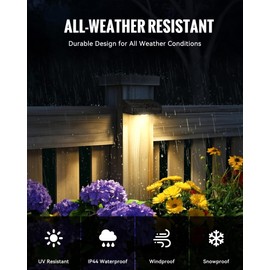 FabStyl Solar Fence Lights Outdoor Waterproof, Fence Light Solar Powered with 3 Modes for Outside, Deck, Step, Yard, Stairs, Balcony