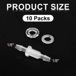 10 Packs 1/8" Hose Barb Thru-Bulk Bulkhead Fitting Plastic Hose Barb Fittings, Pipe Connector Fittings for Aquarium Fish Tank Garden Laboratory