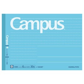 KOKUYO Campus Composition Notebook, Half Size Junior Composition Book, B 6mm Dotted Rule, 30 Sheets, Blue, Educational and Learning Activities for Kids (NO-293BT)