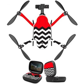 MightySkins Skin Compatible With GoPro Karma Drone headphones wrap cover sticker skins Red Chevron