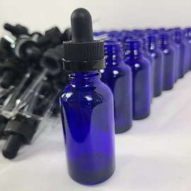 Unbranded 75 Count 1oz (30ml) Blue Glass Tincture Dropper Bottles & Droppers FREE S/H!!