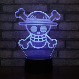 LED Lamp Flag Pirates Straw Hat One Piece Color Changing USB Night Light and Decoration