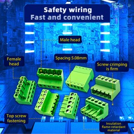 DaFurui - Tornillo de montaje en PCB de 5,08 mm, 10 conectores de bloque de terminales de tornillo de montaje en PCB de 5 pines con 10 conectores de 5 pines