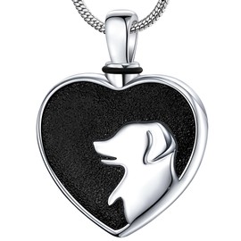 Fanery Sue Pet Ashes Necklace Cremation Jewelry Pet Memorial Gifts Heart Pendant for Loss of Dog Cat Pet Urn Necklaces Rainbow Bridge(Puppy figue heart ashes necklace)