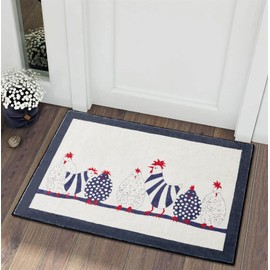 Estmy Washable Chicken Kitchen Rug Mat Non Slip, Vintage Country Cabin 2x3 Entryway Rug, Thin Indoor Doormat Stain Resistant, Rooster Rustic Farmhouse Cute Small Throw Area Rugs for Bathroom Laundry