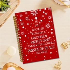 TWRVI Christian Christmas Spiral Notebook, Red Christmas Bible Verse Tree Scripture College Ruled Notebook Journal for School Office Supplies, Religious Bible Journaling Notebooks 5.5"x8.3" 164 Pages