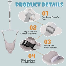 Baby Jumper, Baby Doorway Jumper with Adjustable Strap, Protable Baby Jumpers and Bouncers, Easy to Assemble, Baby Bouncer Jumper with Water Mat