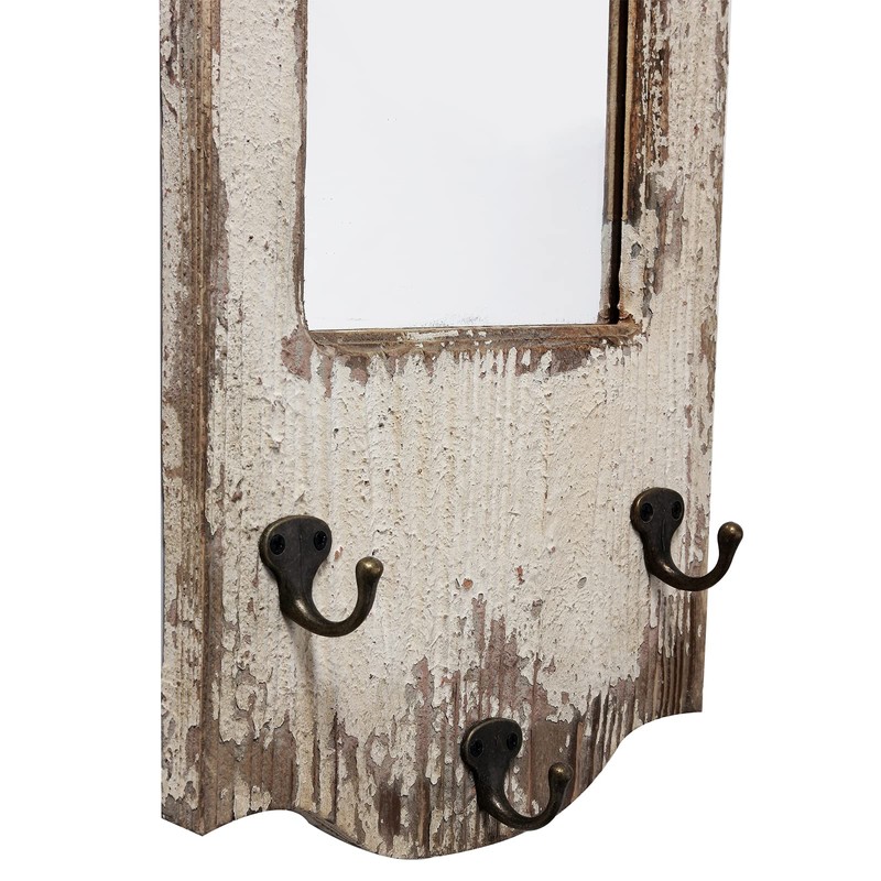 Rustic Entryway Arched Wall Mirrors with 3 Metal Hooks 12"