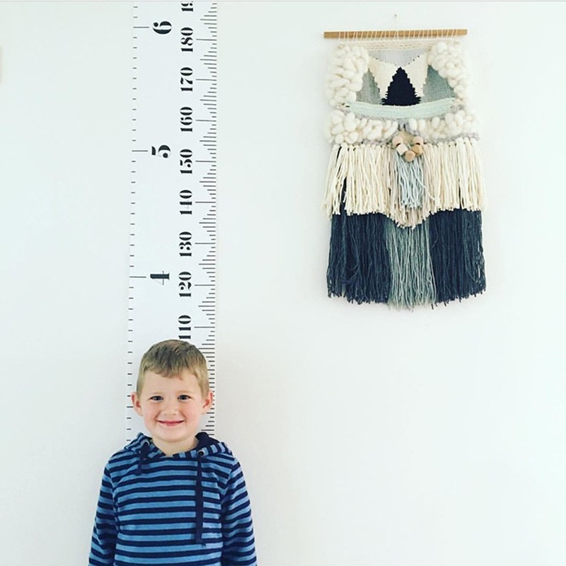 Miaro Kids Growth Chart Wood Frame Fabric Canvas Height Measurement