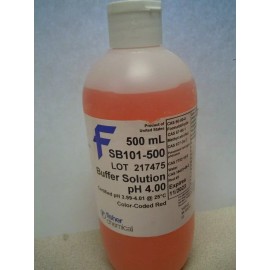Fisher Buffer Solution, pH 4.00, Color-Coded Red (Certified), Fisher Chemical SB101-500