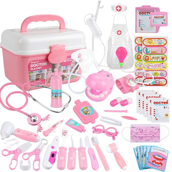 Anpro 46 doctor toy set for doctor role role play toys with doctor case medical tools for child girl boy