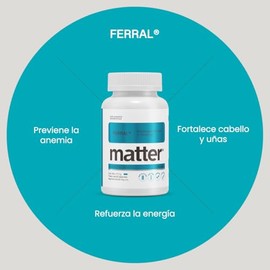 MATTER SMART NUTRIENTS - Ferral Bisglicinato Ferroso con Vitamina C, Suplemento de Hierro de Alta Absorcin, Cpsulas Veganas - 60 Cpsulas              