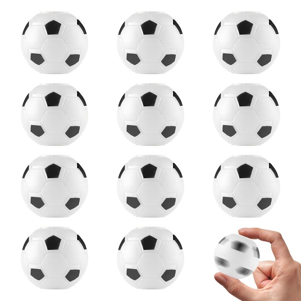 Entervending Fidget Spinners - 2 Inch Stress Balls - 12 Pcs Soccer Party Favors - White Mini Fidget Spinners - Classroom Prizes - Fidget Spinners for Kids