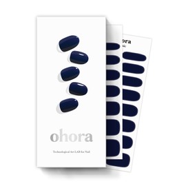 ohora Semi Cured Gel Nail Strips (N Royal Navy) - Works with Any Nail Lamps, Salon-Quality, Long Lasting, Easy to Apply & Remove - Includes 2 Prep Pads, Nail File & Wooden Stick
