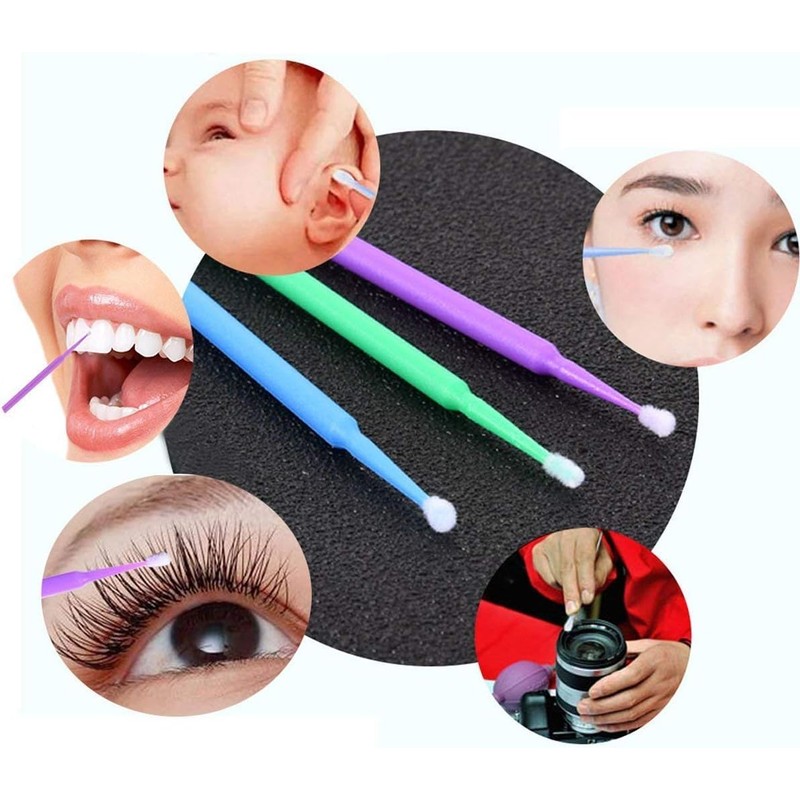 PXLAATY 極細綿棒、マスカラブラシ、使い捨てメイクブラシ、まつげエクステブラシ、ジェルネイルブラシ、まつげ育毛剤ツール、高繊維素材（8色）800本入り