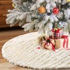 Alynsehom Christmas Tree Skirt, Large White&Gold Bronzing Luxury Faux Fur