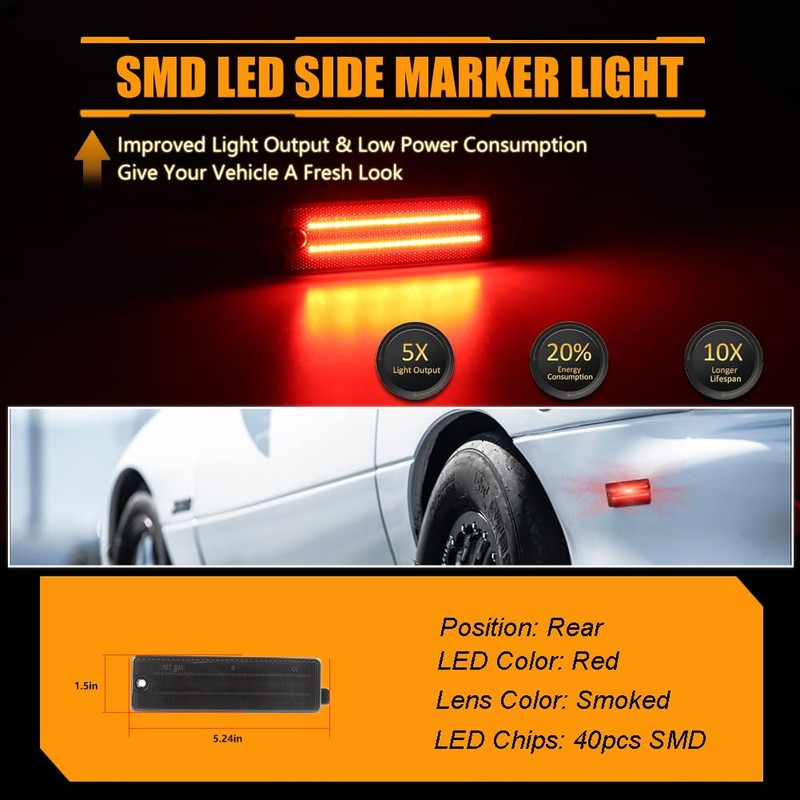OFFKAT Rear Fender [Ultra-Bright] 2-Row Full LED Side Marker Lights