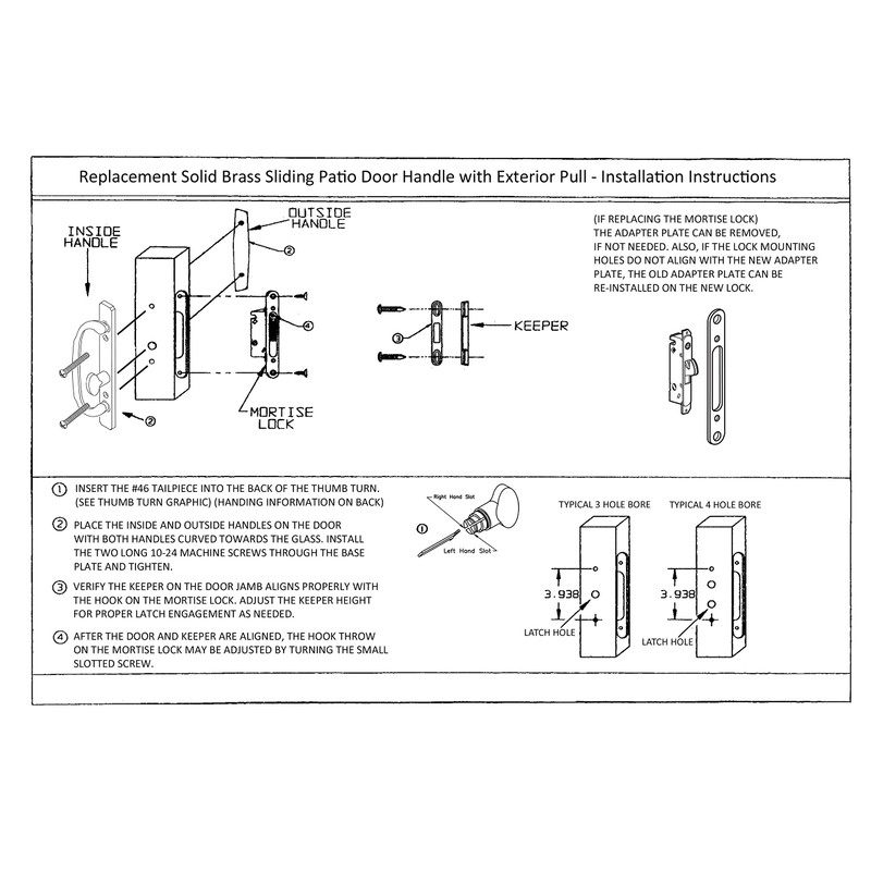 FPL Replacement Sliding Door Handle with Non-Keyed Pull - Offset