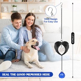 free-space Dog Memorial Gifts for Loss of Dog Cat Pet Paw Print Sun Catcher Sympathy Gift Crystals Prisms Hanging Garden Decor Rainbow Suncatcher Pet Dog Remembrance (Black)