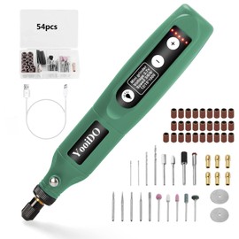 YooiDO Mini Cordless Rotary Tool, 2000 mAh Battery Pack, 3.7V Power Rotary Tool for Sanding, 5-Speed Rotary Tool Kit with 54 Accessories, Type-C Charging Power Rotary Tool (Army green)