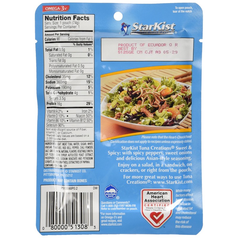 Starkist Tuna Creations, Sweet & Spicy, Single Serve 2.6-Ounce Pouch