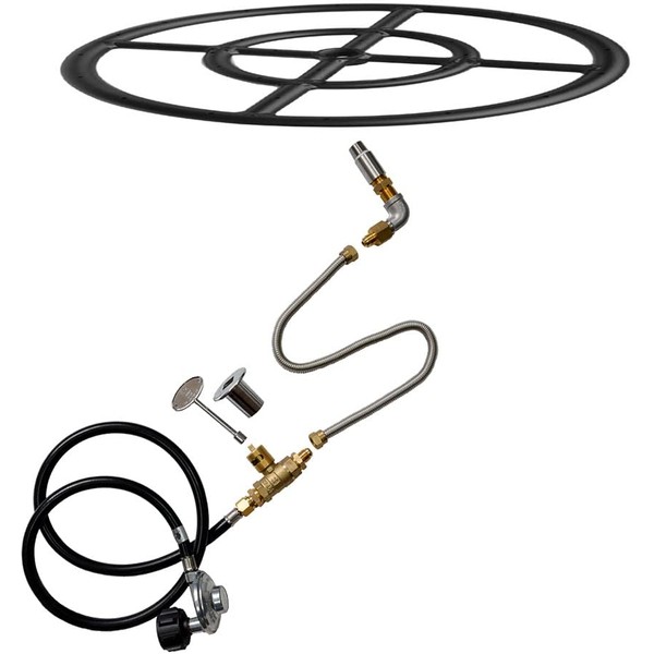Stanbroil LP Propane Gas Fire Pit Burner Ring Installation Kit, Black Steel, 12-inch