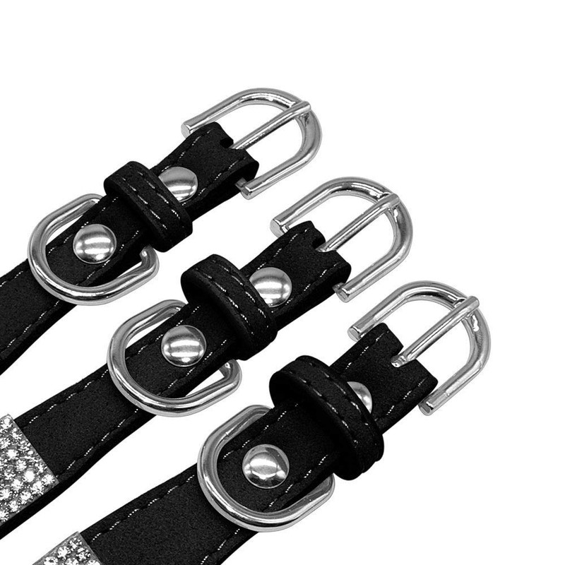 Haoyueer Rhinestone Dog Collar, Cute Dazzling Sparkling Soft Suede Leather