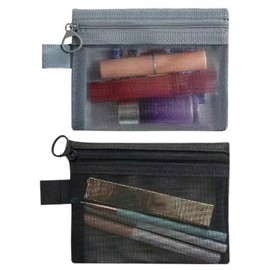 MYGLOAR 4 Pieces Mini Cosmetic Bag Mini Cosmetic Bag Mesh Bag Cosmetic Bag Mini Zipper Mesh Cosmetic Bag with Zipper Can Hold Lipstick and Headphones