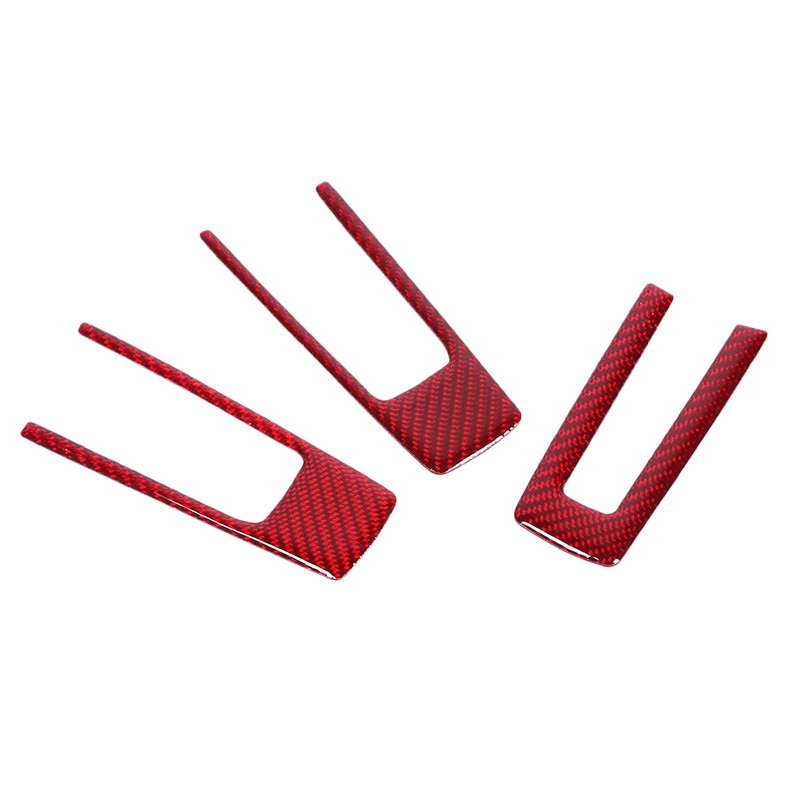 3Pcs Steering Wheel Frame Sticker Carbon Fiber Button Cover Trim